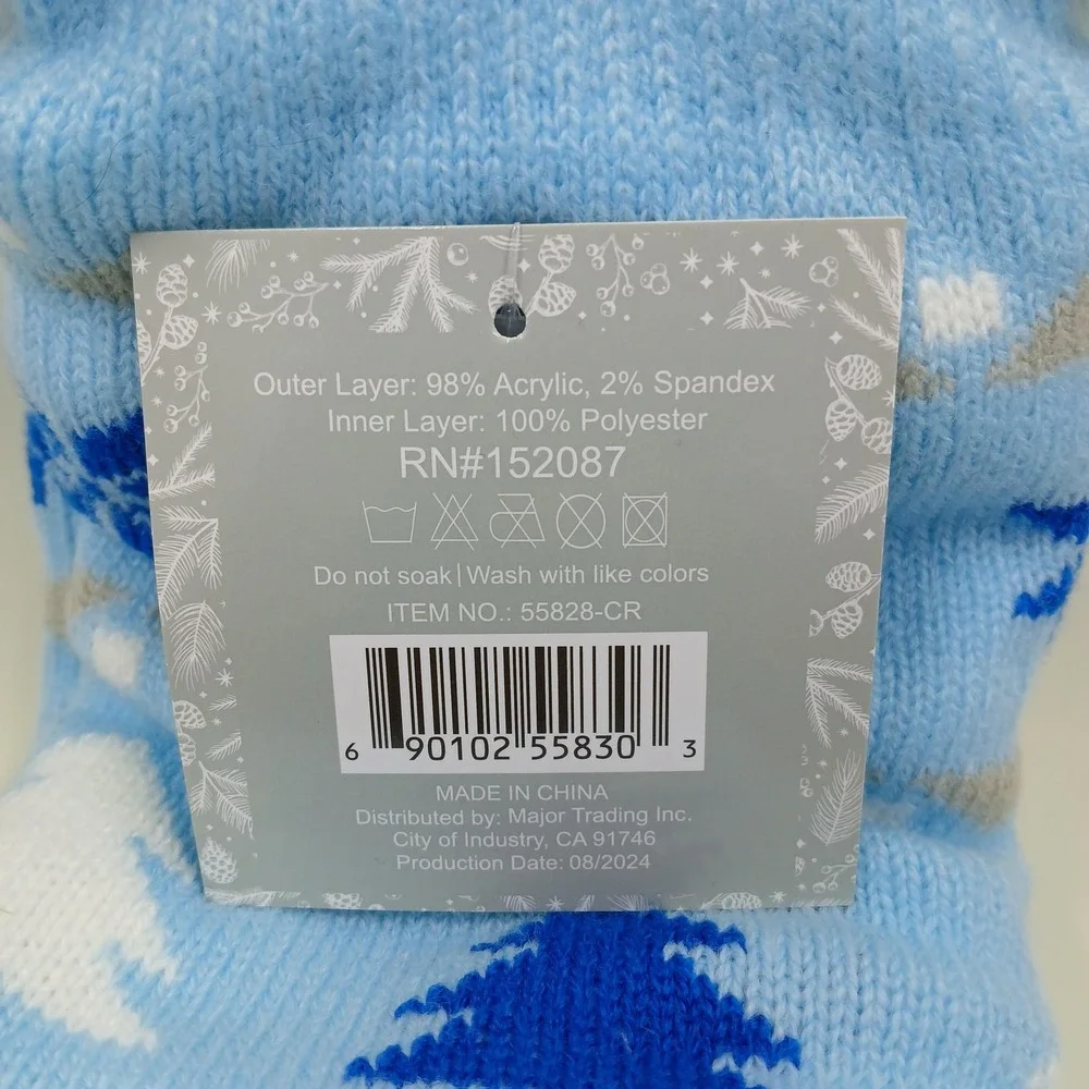 Sherpa Critter Slipper Socks One Size Blue‎ Polar Bear Non Slip Warm